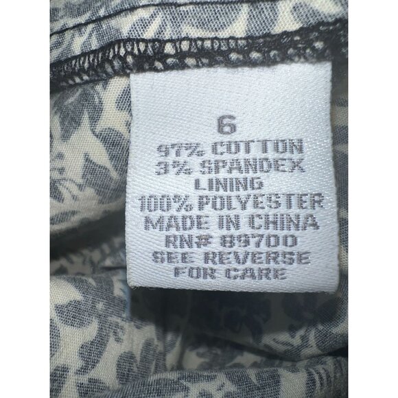 Black & White Floral Print Sleeveless Dress Size 6 By Dressbarn - Picture 4 of 8